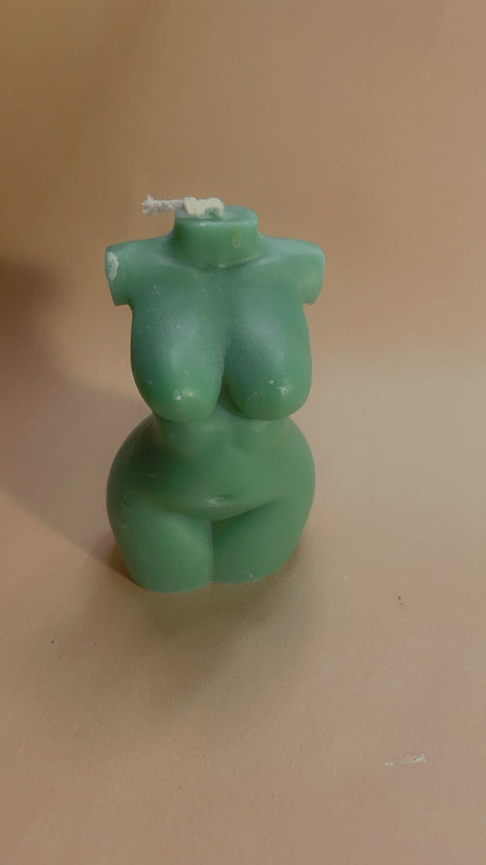 Curvy Female Figure Green Soy Candle
